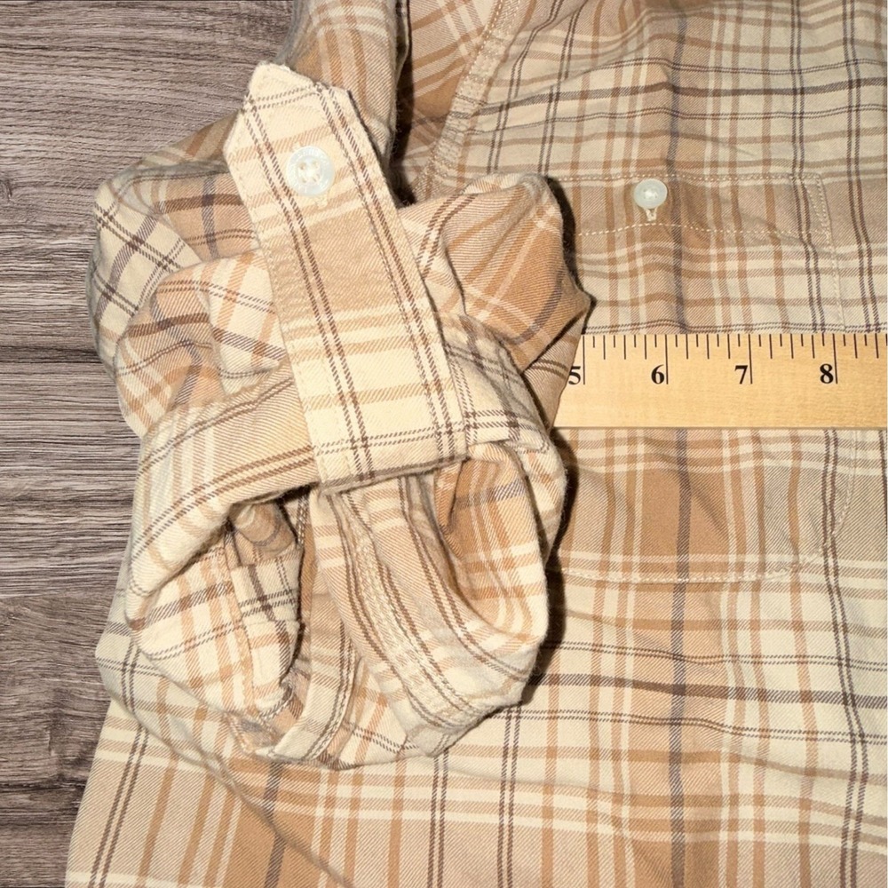 Lauren Ralph Lauren Plaid Button Down Shirt XL Tan Brown Cotton Classic - Picture 5 of 7